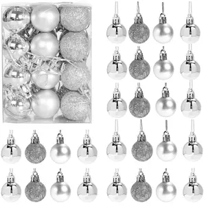 Mini Silver Color Shatterproof Christmas Balls, 24/72pcs Tree Decorations, 3cm Holiday Party Supplies, Birthday Wedding Halloween Decoration