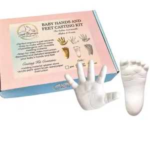 Baby Hands and Feet Casting Kit - Hypoallergenic Plaster Material for Easy DIY Casting - Includes Paint Brush & Sand Paper - Perfect for Babies & Kids