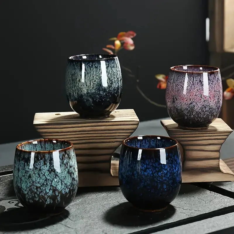 Traditional Artisanal Speckled Jianzhan Ceramic Teacup, 160ml, Ideal for Tea Time