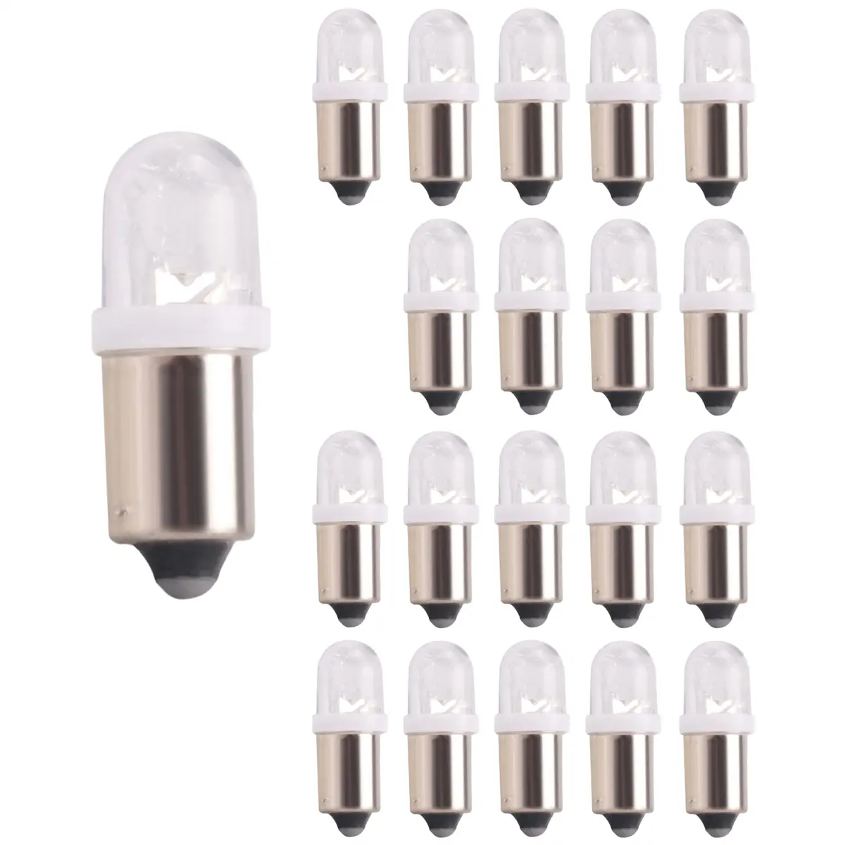 20Pcs Compact Bulk Pack BA9S-1895-H6W-53-57 Bayonet Low Voltage LED Light Bulbs - 12V DC Power Supply, Plug & Play, Aluminum Body for Car Map Lamp