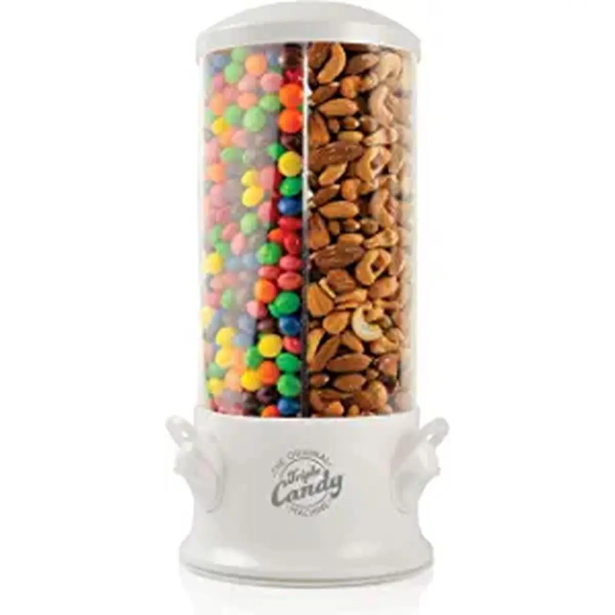 Jobar JB8450PWHI Handy Gourmet Triple Candy Machine - Kitchen Organiser, Fun Candy & Nut Dispenser, Pearl White Gift