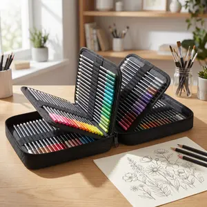 120 Colored Pencils for Adult Coloring Book, Zipper Slot Pencil Case,with Sharpener,Soft Core, Ideal for Layering Blending,for Artists