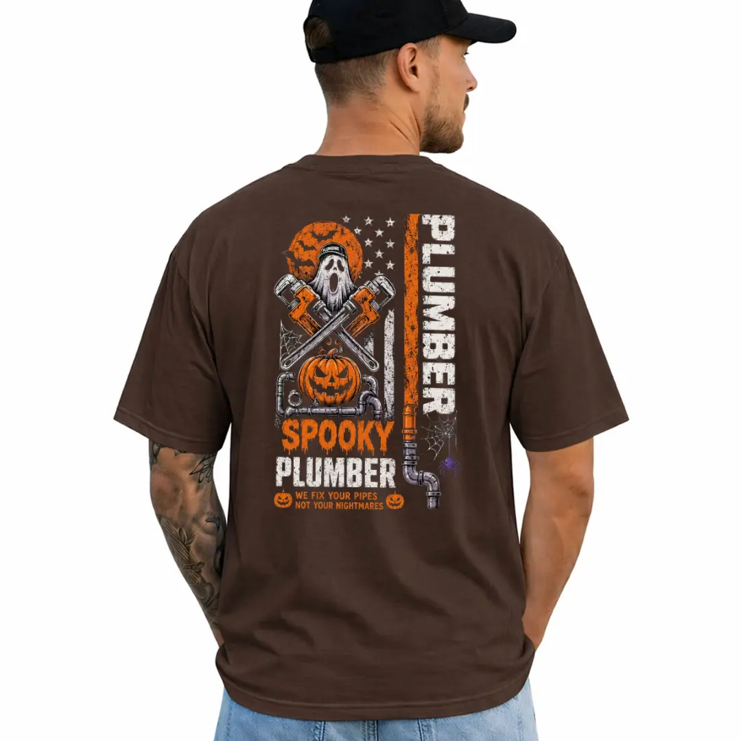 Funny Plumber Halloween Shirt, Short Sleeve Printed Graphic Shirt, Daily Casual Cotton Menswear