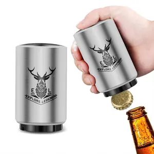 Automatic Beer Bottle Opener, Stainless Steel Magnetic Push Down Opener Quick Open Cap for Modern Kitchen Home Bar Restaurant Household Utensils