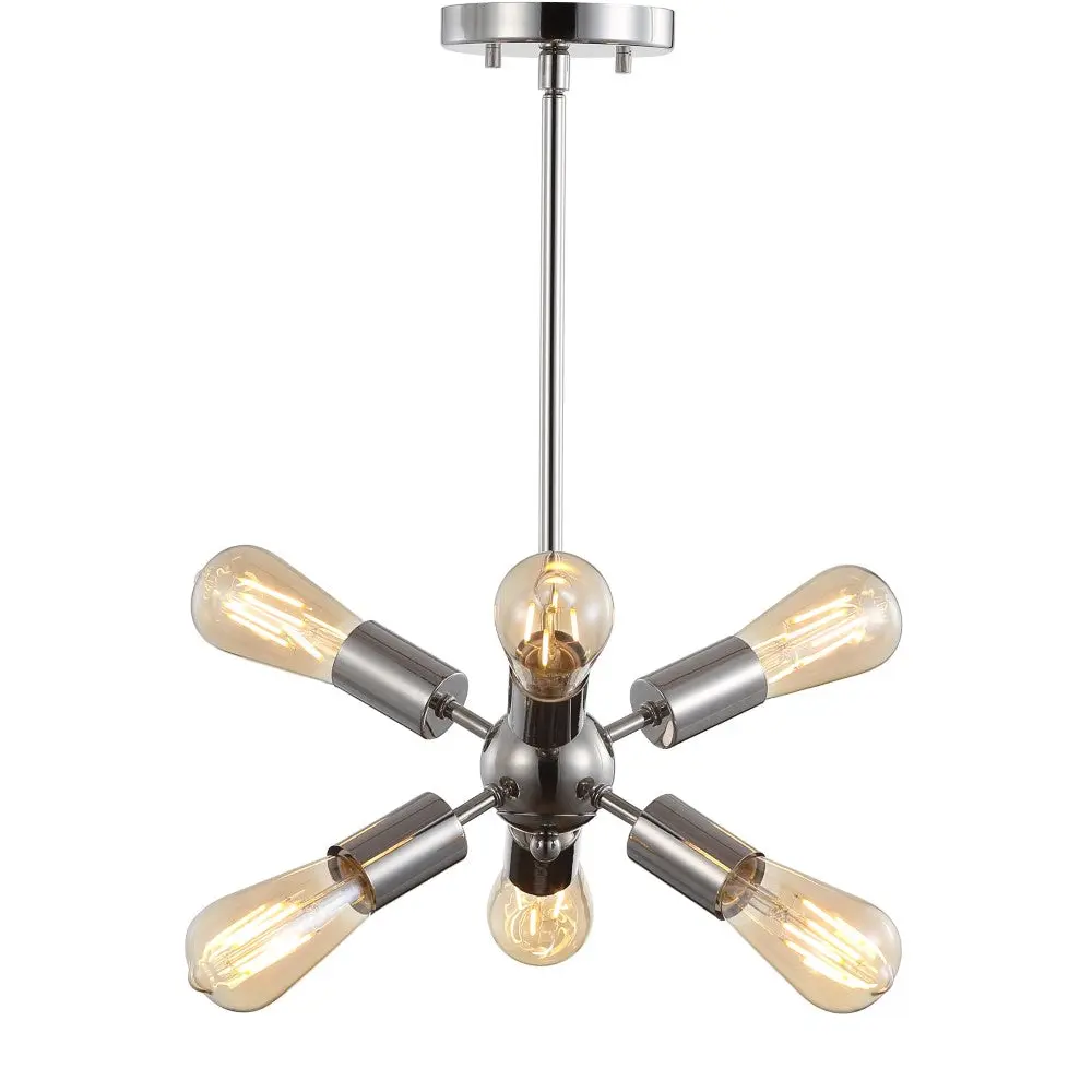 JONATHAN Y Jobs 17.5" Sputnik Metal LED Chandelier Pendant Light - Midcentury Modern, Contemporary Decorative Lights with LED Bulbs for Home Improvement Indoor Lighting