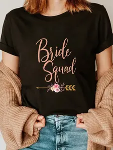100% Cotton Bride Crew Bridal Shower Gift Bridesmaid Wedding Party T-Shirt