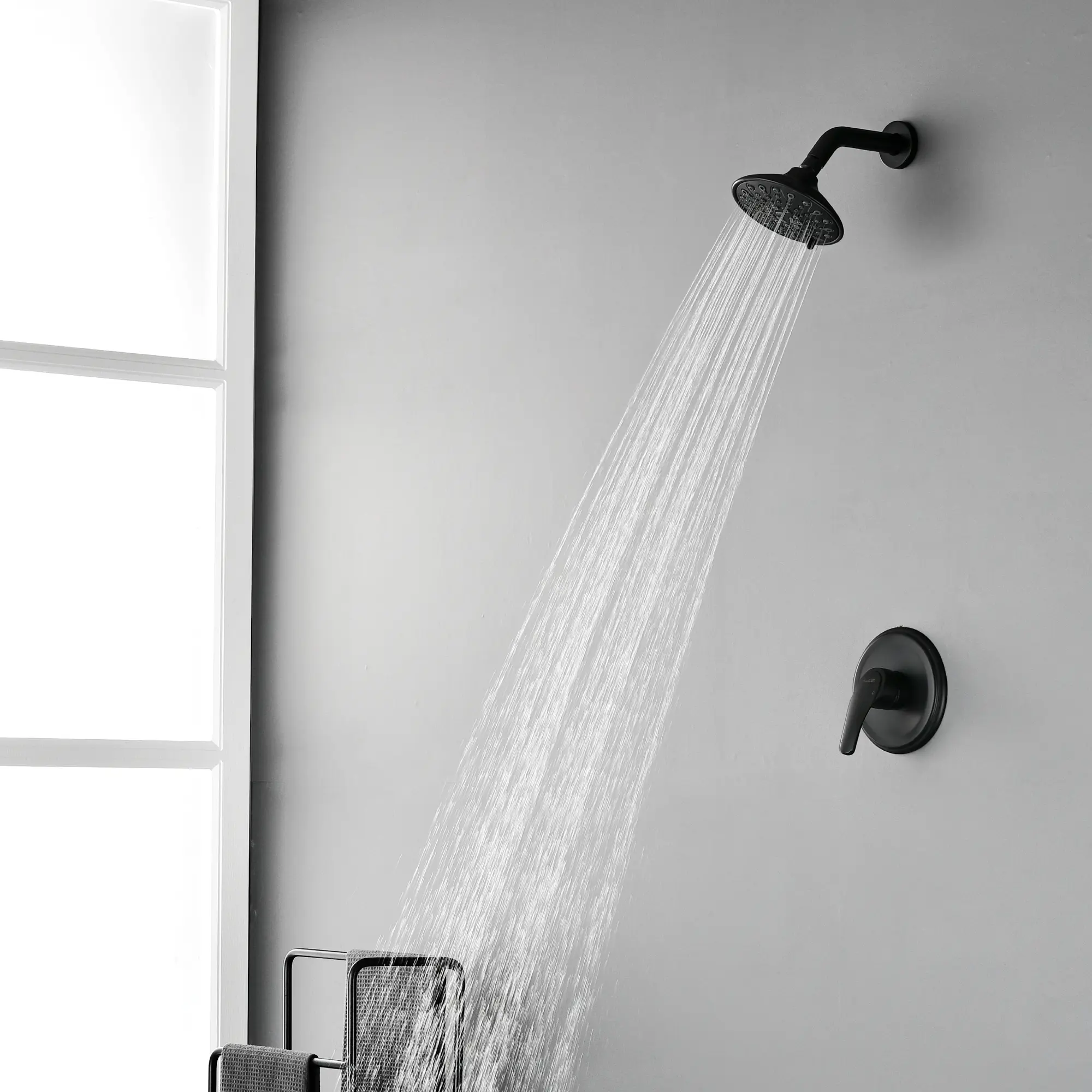 1-Way Pressure Balance Shower Trim kit cUPC Single Handle Wall Mount Hot Cold Water Shower Faucet Mixer with 6in. 8in.  Round 6Setting ABS Shower Head