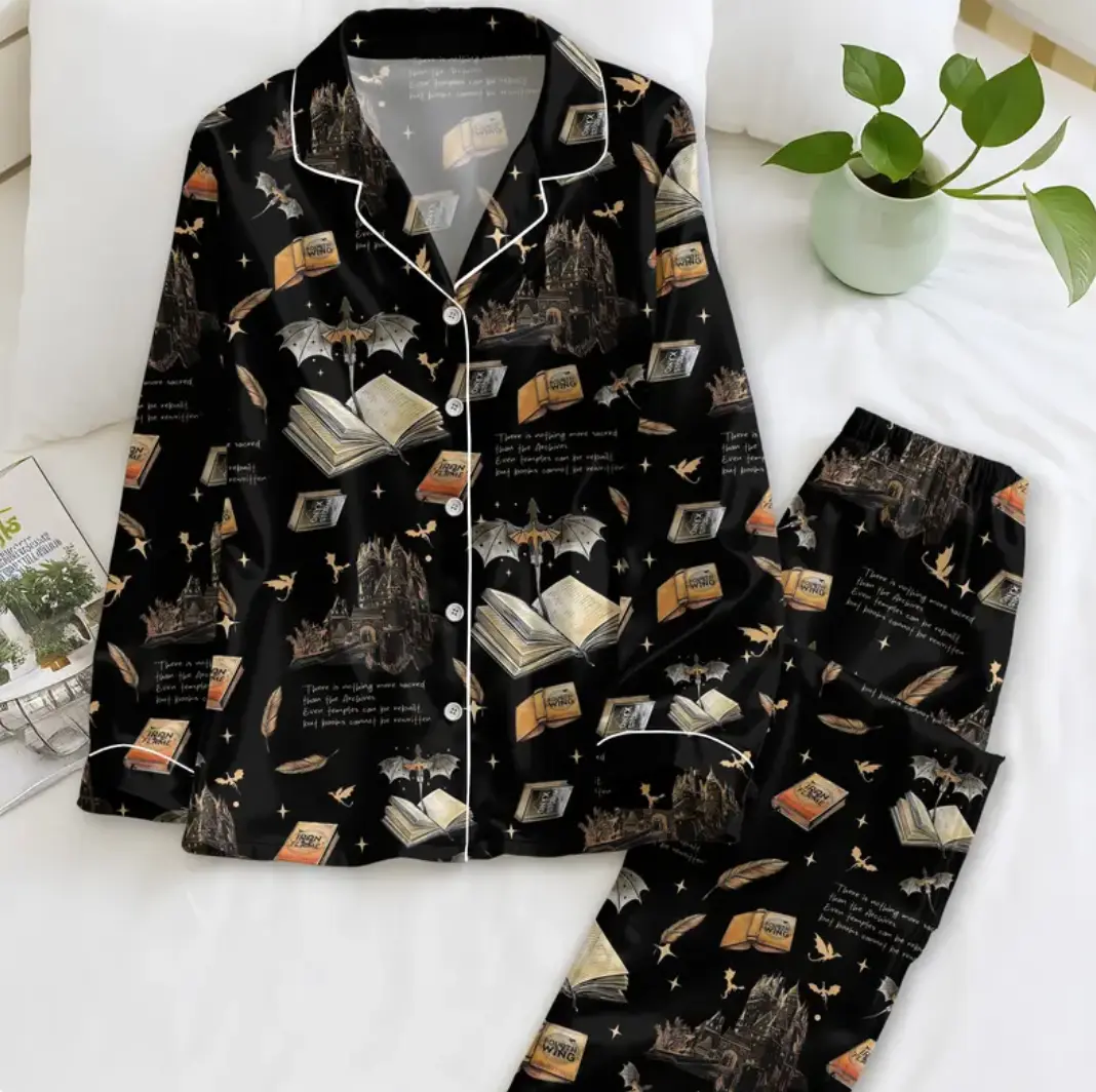 [Youth & Adult] Bundle Halloween Premium Satin Pajama Short and Long Set for Women and Kids, Horror Movie Character Satin Sleepwear, Casual Loungewear, Halloween Gift for Her, Halloween Party Outfit
