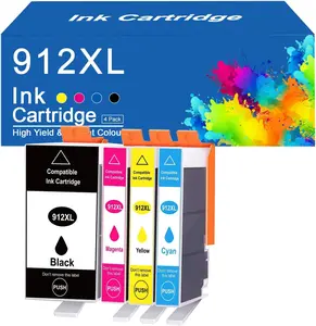 912XL Ink Cartridges High Yield for HP 912 XL Ink Cartridge Work for HP OfficeJet 8010 8012 8013 8014 8015 8017 8018 8020 8022 8023 8024 Printers, show level.  (Color : 1set 4PK) printing school supplies college back to school shopping supplies DeskJet