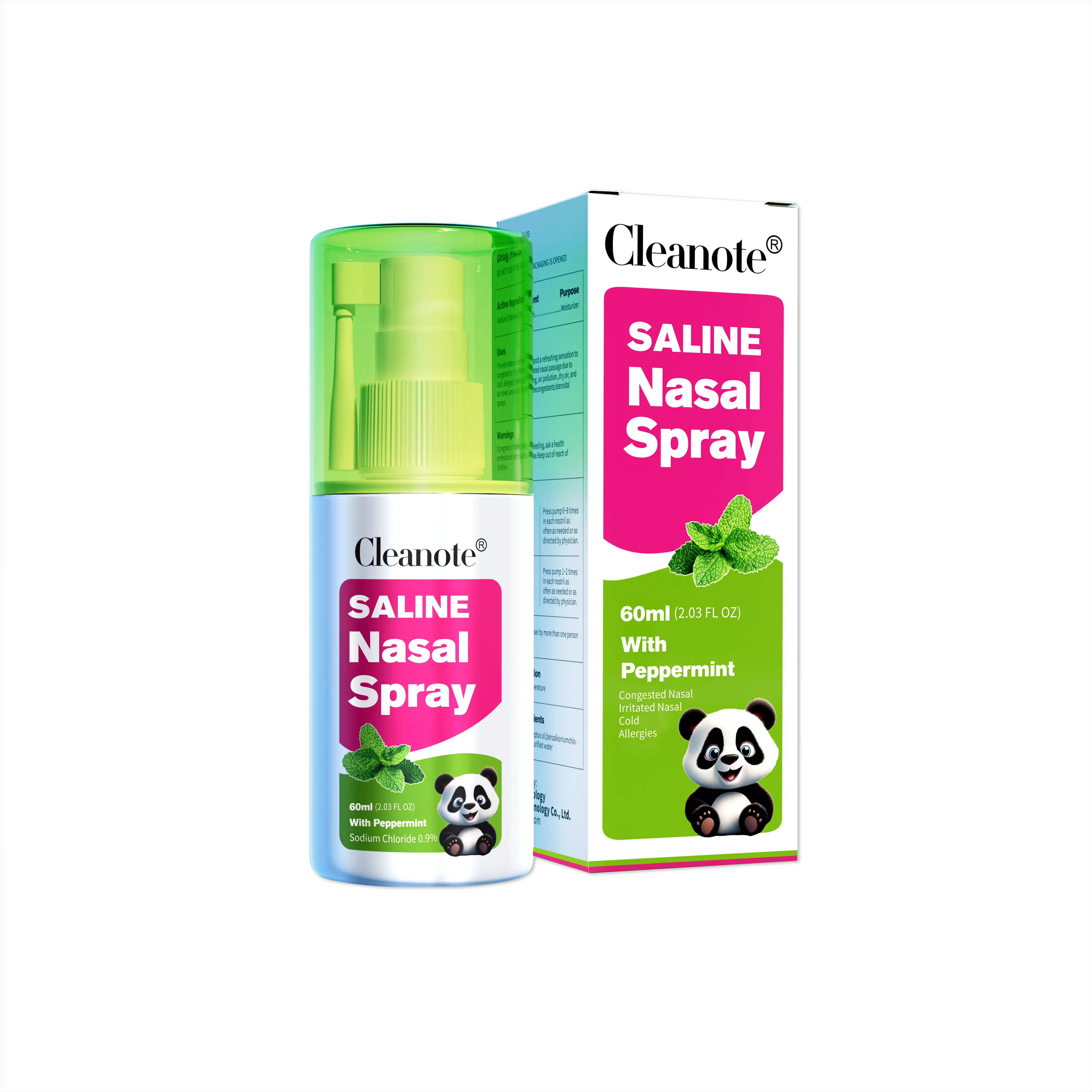 MomMed  x Cleanote Saline Nasal Spray, Saline Care Mist, Soothe Nasal Mist for Kids 3+ & Adults, Relieves Nasal Congestion from Colds, Allergies, Air Pollution, Air Travel & Dry Air, Drug-Free Fine Mist with 360° Rotatable Nozzle, Nasal Care 2.03 FL OZ