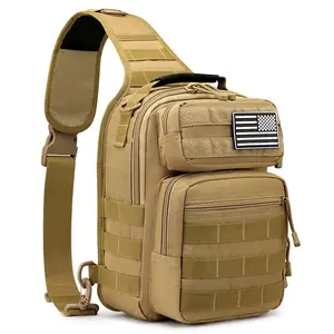 Tactical Sling Bag Backpack Military Rover Shoulder Sling Pack Small EDC Crossbody Chest Bag for Men With USA Flag Patch【shipping from US 】 Durable Water Resistant Carrying Wallet Molle