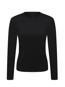Women's Warm Round Neck Long Sleeve Fitted Thermal Top, Comfortable Fall Winter Base Layer, Christmas Gift Idea