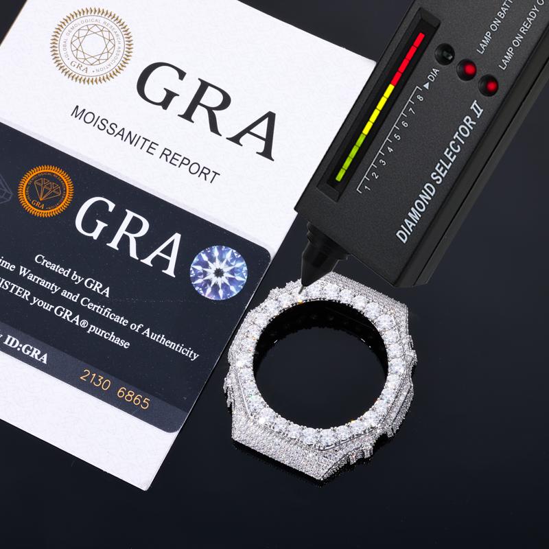 【CMW05】UCCIYO Compatible - GA2100 Universal Bezel 18K Gold-Plated Lab-Grown Moissanite Ice Out Copper Moissanite Watch Case Crystal-Set Watch Case Unisex Hip-Hop Style Jewelry Gift