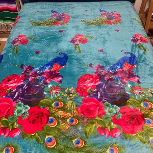 Aqua Peacock King Size blanket throw