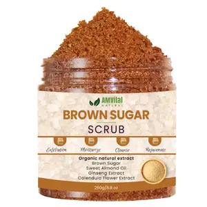 AMVital Brown Sugar Body Scrub 250g - Moisturizing & Exfoliating for Body, Face, Hands, and Feet - Gentle for Sensitive Skin