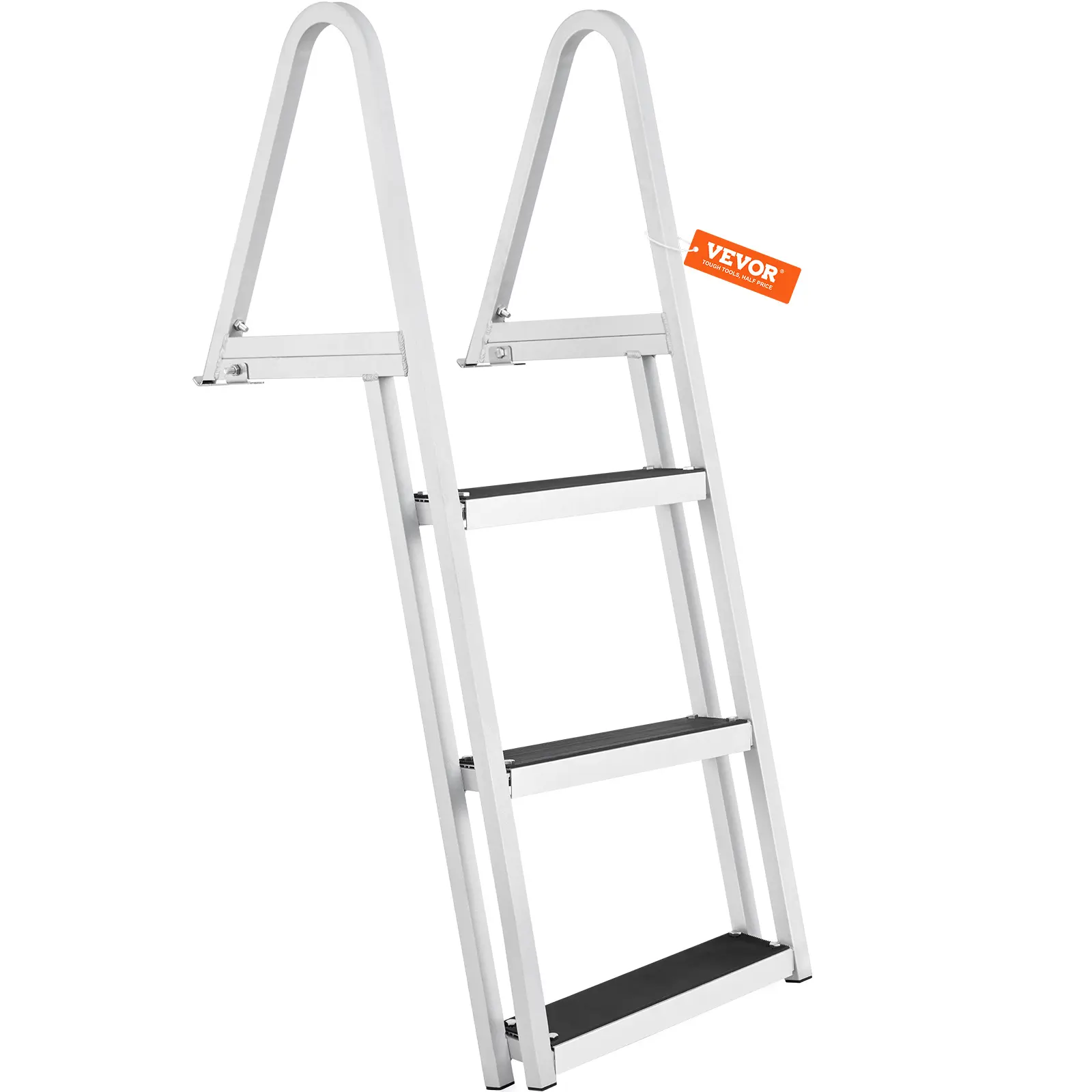 【Summerfinds】VEVOR Dock Ladder Removable 3/4/5 Steps350/500 lbs Load CapacityAluminum Alloy Pontoon Boat Ladder with 4'' Wide Step & Nonslip Rubber MatEasy to Install for Ship/Lake/Pool/Marine Boarding