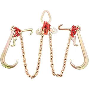 【Father's Day】VEVOR V-Chain Bridle, 9620 lbs Working Load Limit, 5/16'' x 3' G80 Tow Chain with RTJ Cluster Hooks, DOT Certified, Galvanized Coating Manganese Steel & D-Shackle, for Lifting & Moving Activities