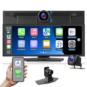 ConewVehicle Portable Apple Carplay Screen,11.4" Big Touch Screen,Car Stereo Wireless CarPlay & Android Auto,4K Dash Cam,supports Youtube/Netflix/TikTok Apps with 1080P Parking Backup Camera, Mirror Link/Voice Control/Music Play/GPS Navigation
