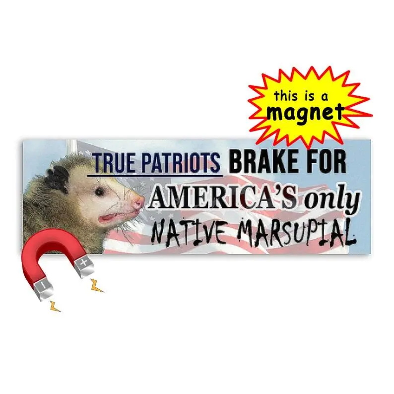 I brake for America's only native marsupial Car Magnet, Funny Opossum Weather Resistant Car Magnet Decal, I brake for possums Magnet
