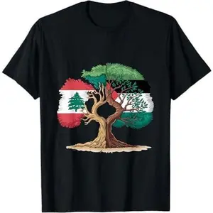 Lebanon Palestine Flag Lebanese Palestinian United T-Shirt