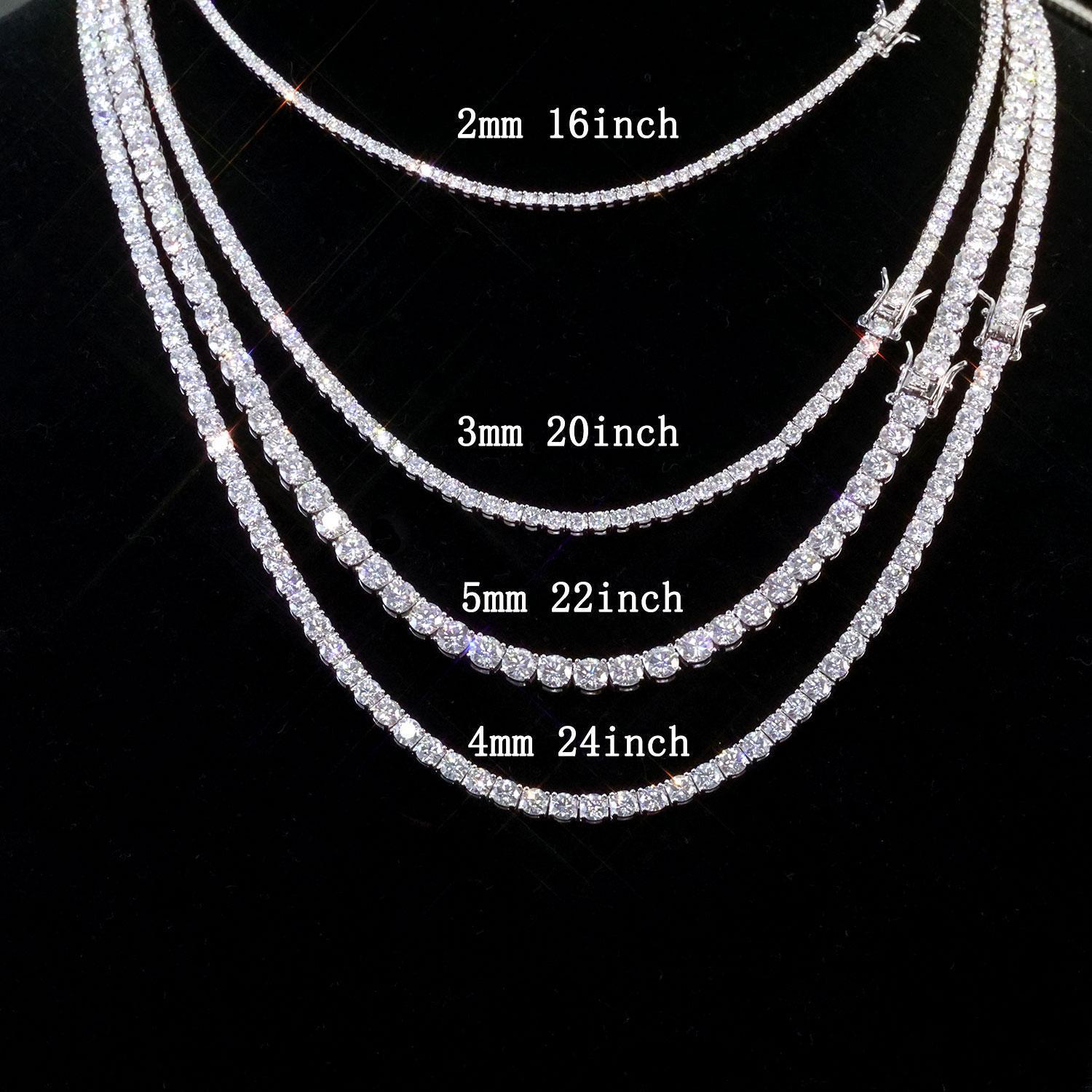 ESKEEM Moissanite Tennis Chain Necklace 925 Silver Iced Out VVS Pass Diamond Tester 2/3/4/5mm Tennis Chain Fine Jewelry ESKEEM Moissanite Tennis Chain Necklace 925 Silver Iced Out VVS Pass Diamond Tester 2/3/4/5mm Tennis Chain Fine Jewelry