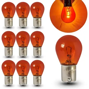 10 PCS Car 1156 Turn Signal Light, P21W 1141 S25 Waterproof High Brightness Stable Filament Halogen Bulb, 12V 21W BA15S Single Contact Long Life Bulb Repla