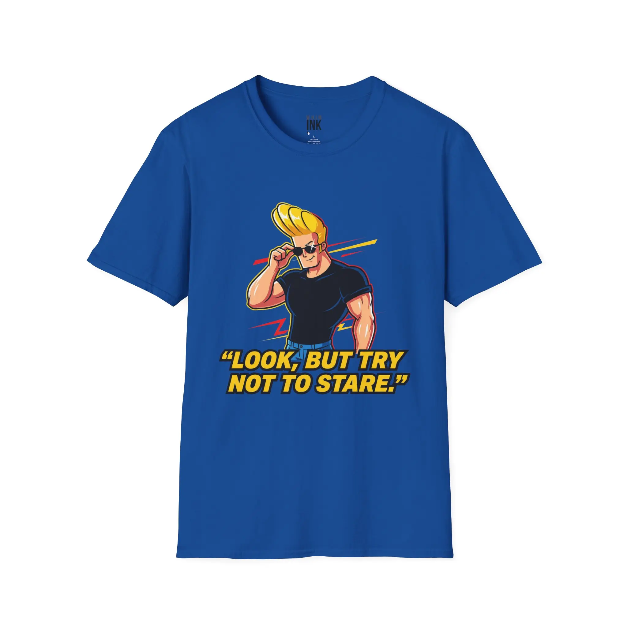 Look But Try Not to Stare Graphic T-Shirt – Funny Johnny Bravo Cartoon Tee
