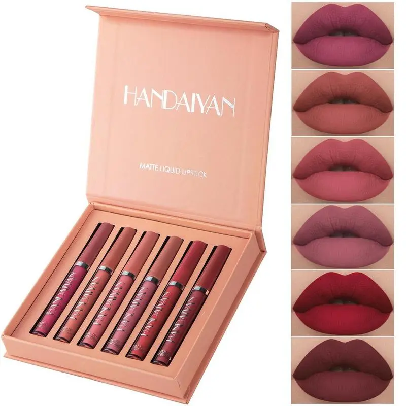 Women's Matte Lipstick Colors 6-Piece Lip Combos Set, 200g Oil-Friendly Smudge-Proof Waterproof Long-Lasting Easy-Coloring Cosmetics, Ideal for Daily Use & Christmas Gift Everyday Glam