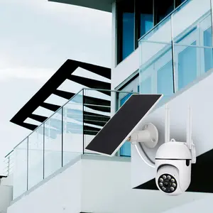 360 ° adjustable solar panel with Micro USB and USB-C ports, portable 5V 3W multifunctional charging board, suitable for security cameras, outdoor lighting fixtures, and fans