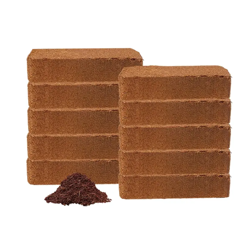 10 Organic Compressed Coconut Fiber Bricks - 100% Natural Potting Soil Substrate, Coco Coir Soils, Mulches & Planting Media for Herb Growing, Planting Soil, Growing Herbs