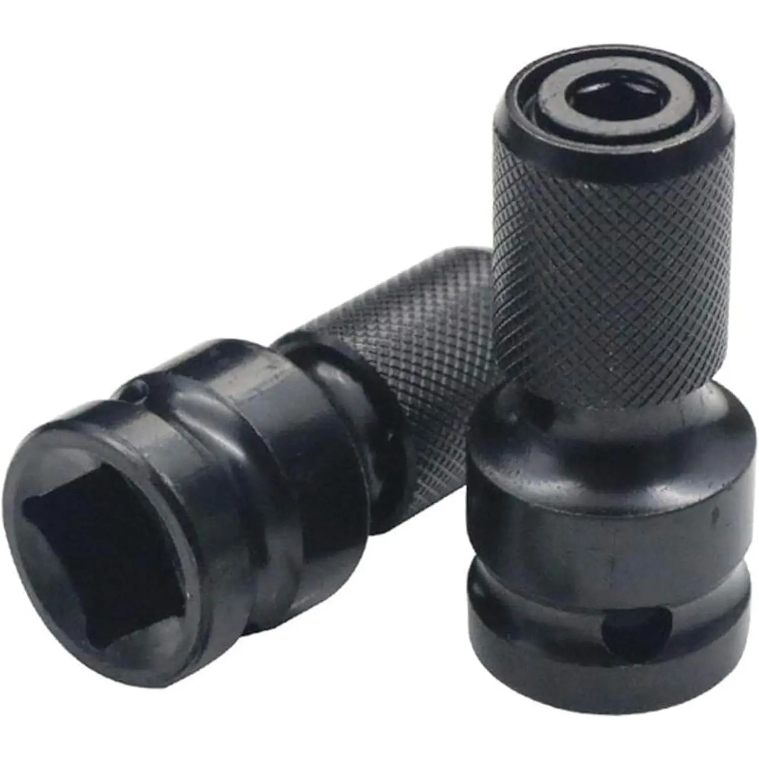 2 count 1/2 inch Square Drive to 1/4 inch Hex Female Socket Adapter Converter Chuck Adapter for Impact Air and Electric Wrench