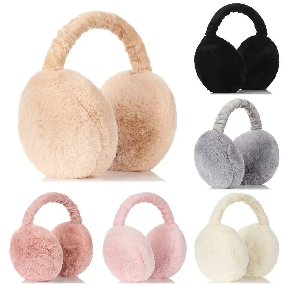 Unisex Solid Color Earmuffs, Soft Plush Ear Warmers, Foldable Design, Comfortable Coldproof Protection, Ideal for Winter Outdoors, Ear Snood, Ear Cover