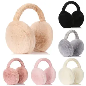 Unisex Solid Color Earmuffs, Soft Plush Ear Warmers, Foldable Design, Comfortable Coldproof Protection, Ideal for Winter Outdoors, Ear Snood