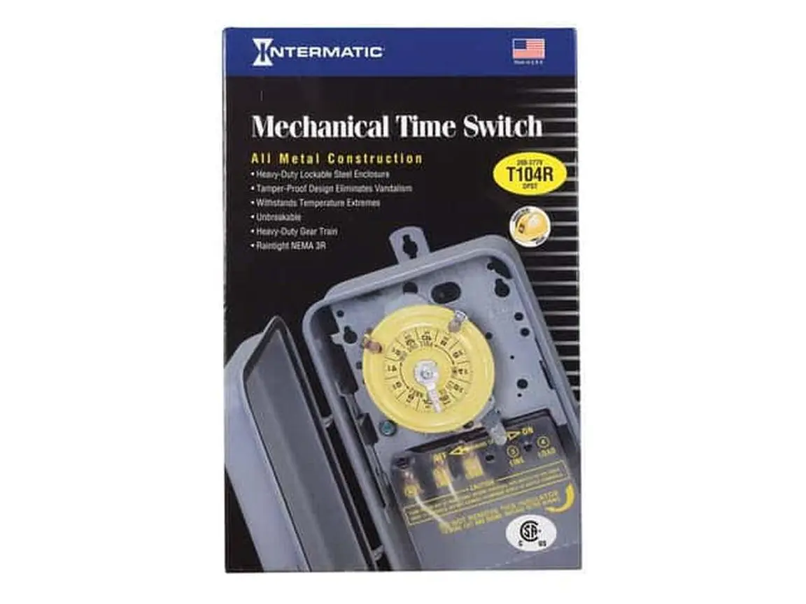 Intermatic 33318 277V Gray Mechanical Timer Switch - Indoor/Outdoor, Manual Override, CSA Listed, UL Listed, Load Control for Filters, Pumps, Exterior Lighting, Fans, Signs, Blowers