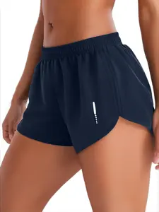 Women's Dolphin Design Mid Waist Shorts with Lining, Lightweight High Split Gym Shorts for Running & Yoga, Quick Dry Activewear Sport Shorts