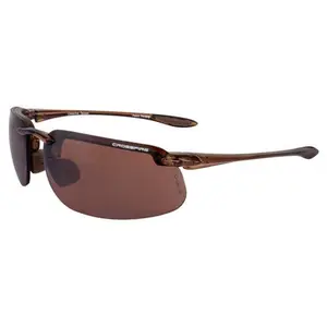 Crossfire ES4 Safety Glasses with Crystal Brown Frame HD Brown Flash Mirror Lens Adjustable Nosepiece UV Protection ANSI Z87.1+