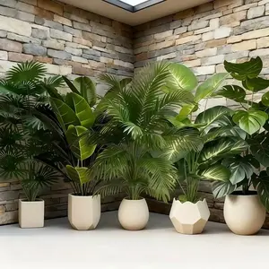 12 Head Realistic Plant Set, 5 Piece Kit with 60 Large Leaves, UV Resistant Artificial Flowers, Indoor Outdoor Decor, No Pot Included, Artificial Fake Plants