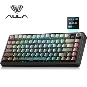 Aula F75 MAX Wireless Mechanical Keyboard with TFT Screen and Knob, Gasket Gaming Keyboard in 75% Layout, Hot Swappable, RGB Backlight, for  Multimedia ScrolWheel, creamy keyboards
