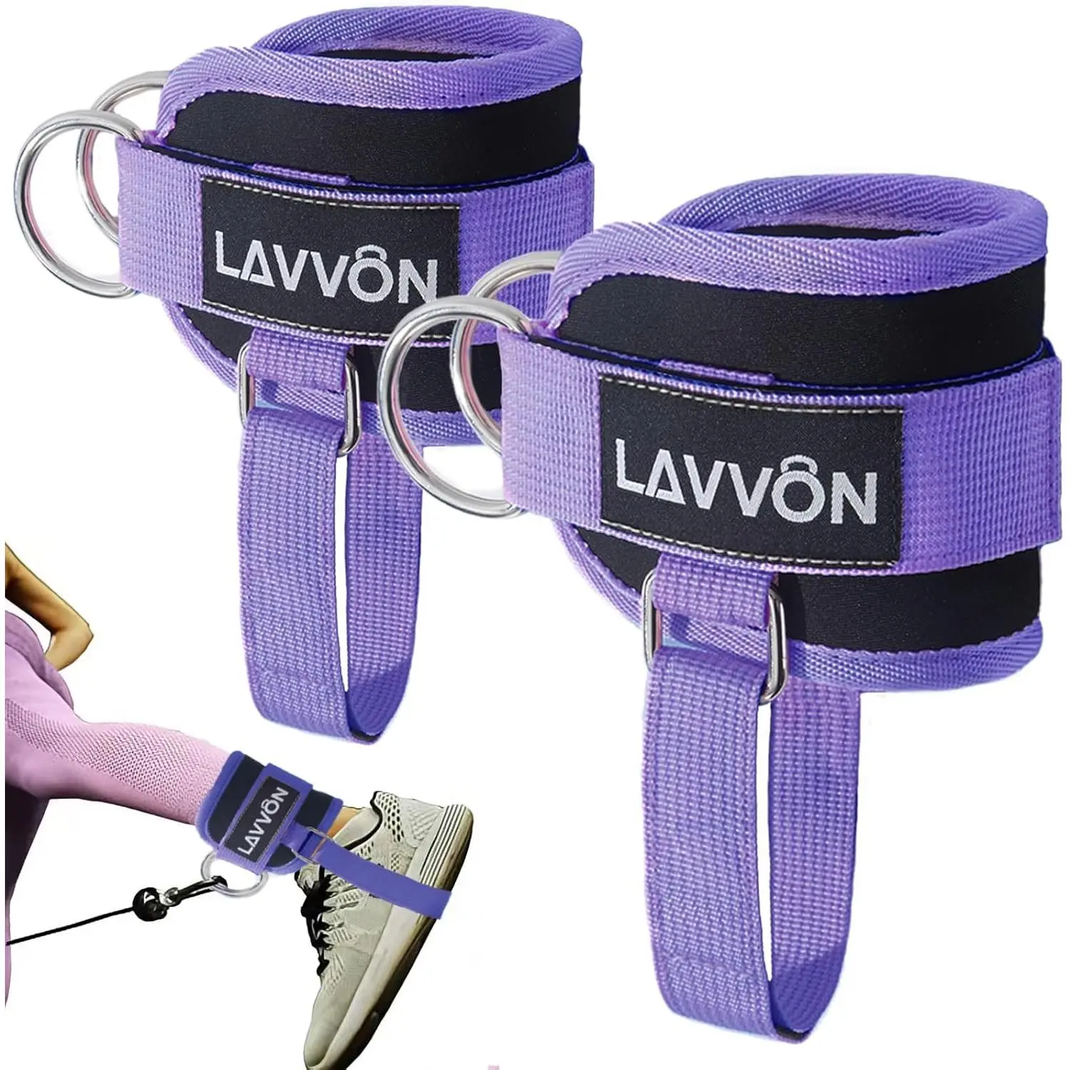 Ankle Straps for Cable Machines Kickbacks - Adjustable Comfort Ankle Cable Attachments for Gym Ankle Cuff Cable Machine Glute Kickback Straps for Leg Extensions, Curls & Ankle Cuffs Women