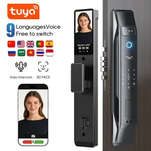 3D Face Recognition Smart Lock with Camera, Palm Vein Door Lock, Keyless Entry Fingerprint Smart Mortise Lock for Front Door, 4" HD Screen,Auto-Lock,Tuya App Control, Smart Home Front Door Security