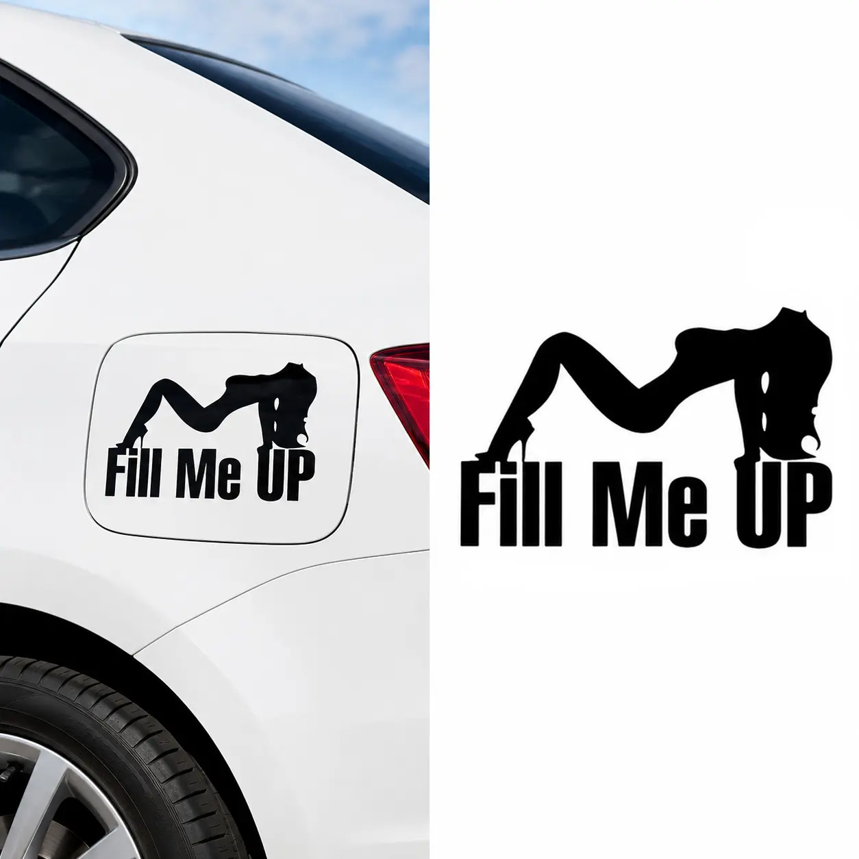 Self-Adhesive Playful Text Waterproof Vinyl Car Gas Cap Sticker - 7.08×4.72in, 1-Minute Easy Install, Long Wearing Exterior Decor (Fuel Tank, Bumper, Window) for Lady, Cars Accessories, Home/Office Use