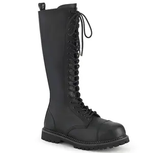 Demonia Men's Riot-20 Black Vegan Leather Knee-high Boots