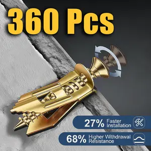 Pre‑Drill Free Drywall Hanging Accessories, 120/240/360 PCS Self‑Drilling Anchors & Screws, Solid 66LB Max Capacity for Indoor Wall Use