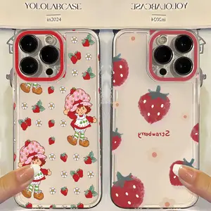 Y2K Style Pink Strawberry Shortcake Phone Case for iPhone 17 16 15 14 13 12 11 Pro Max Plus Air Holiday Gifts and Fashion Items