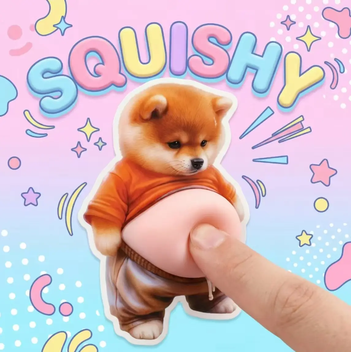 10pcs Sturdy 3D Puppy Squishy Stickers - Cute Big Belly Collectibles, Stress Relief Fidget Toy, Waterproof Decorative Decal, Stickers for Cars, Car Accessories Cute, Door Protector, DIY Decals for Phone, Laptop