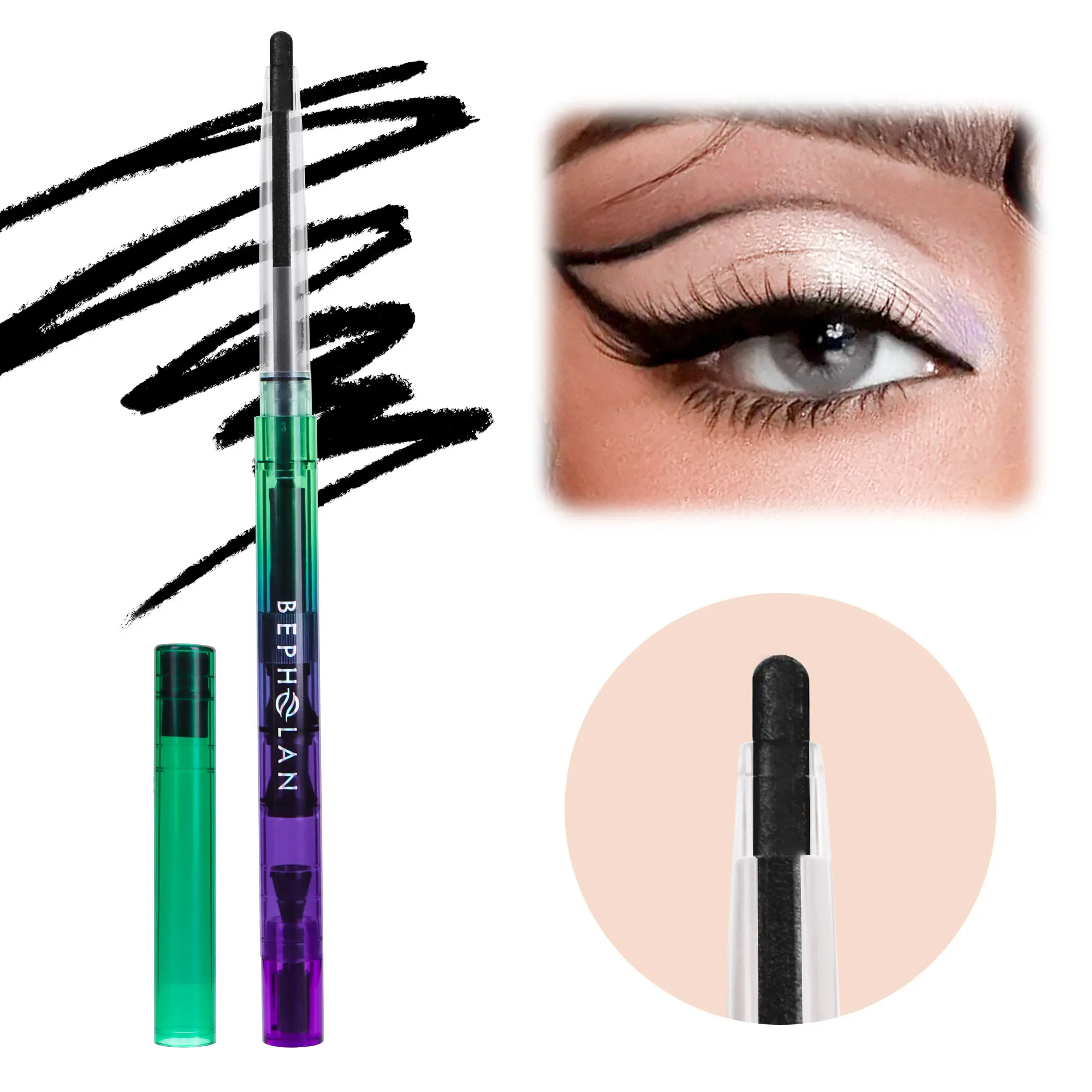 BEPHOLAN 24hr Waterproof Creamy Eyeliner Black Color Eyeliner Pencil Makeup