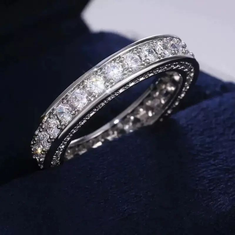 Metallic Cubic Zirconia Ring Size 6-9 Instant Glow-Up 360° Shine Sleek Finish Micro-Inlay Craft for Any Outfit