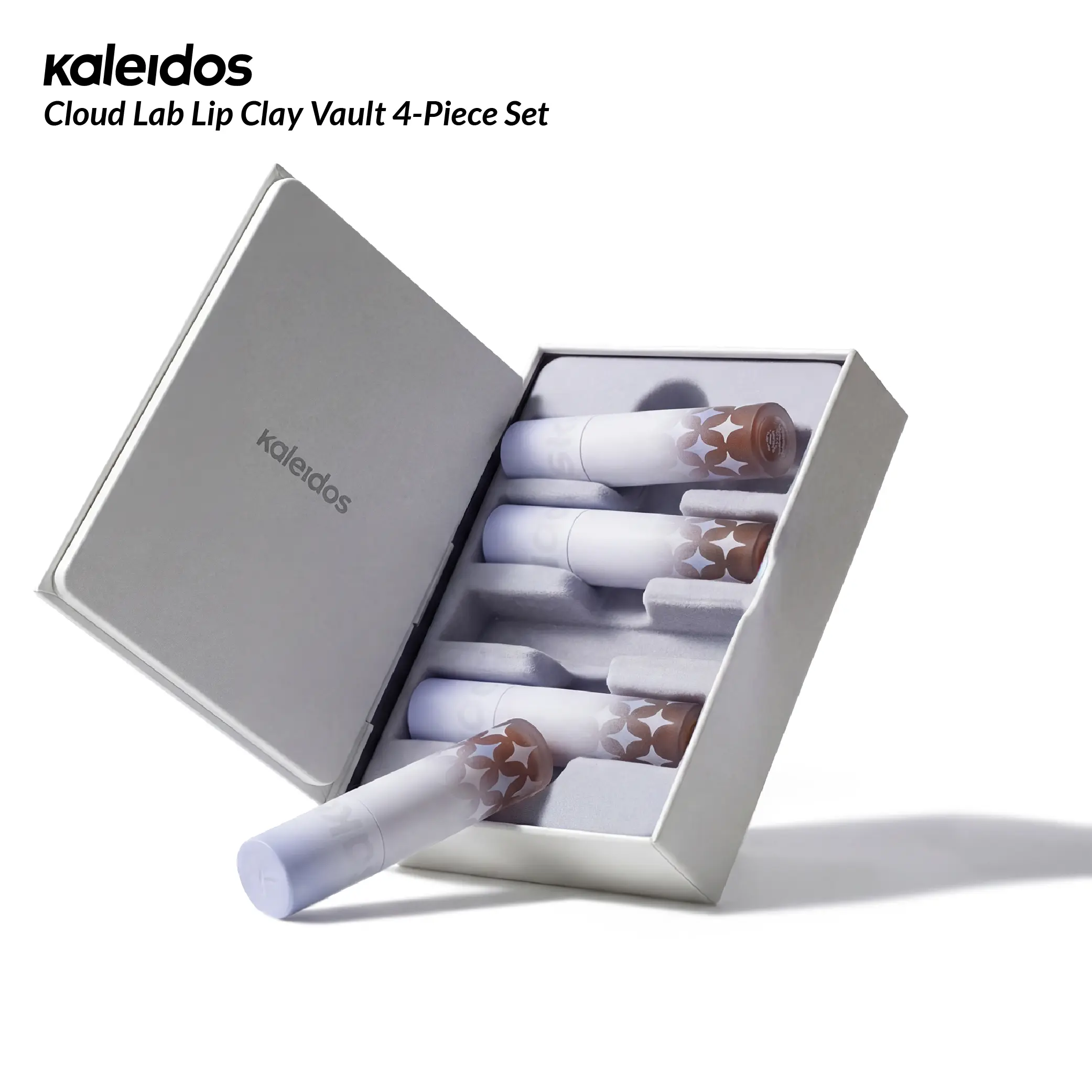 Kaleidos Cloud Lab Lip Clay Vault 4-Piece Velvety Matte Lipsticks | Lightweight, Long-Lasting, Rich & Buildable Color, Suitable for All Occasions, Girls & Women Makeup Accessories, Cosmetic Gift, Rave Makeup, Festival Makeup