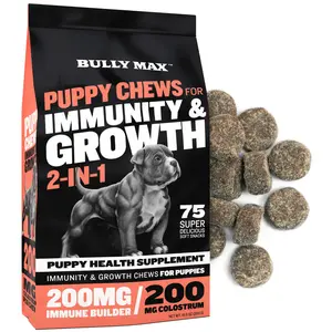Bully Max Puppy Chews – Dog Supplement for Immunity, Growth, Digestive Health, and Muscle Support with Colostrum
