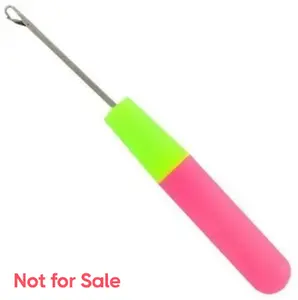 Latch hook crochet needle used for hair maintenance and extension installation.